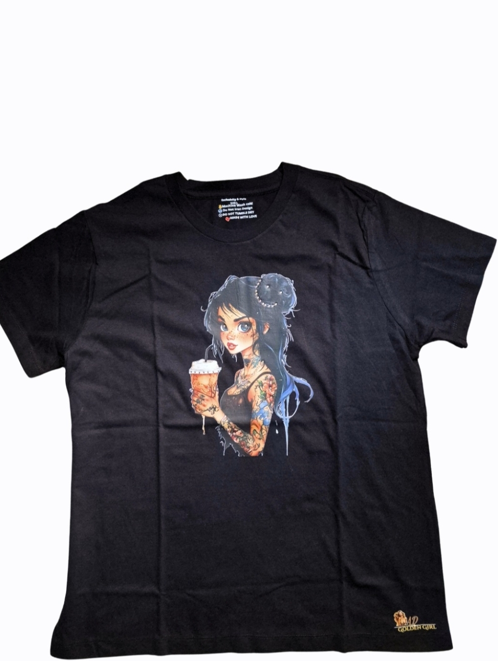 Luxe "Tattoo Girl" Graphic Tee ☕️ Hand-Crystalled | AD Golden Girl Boutique